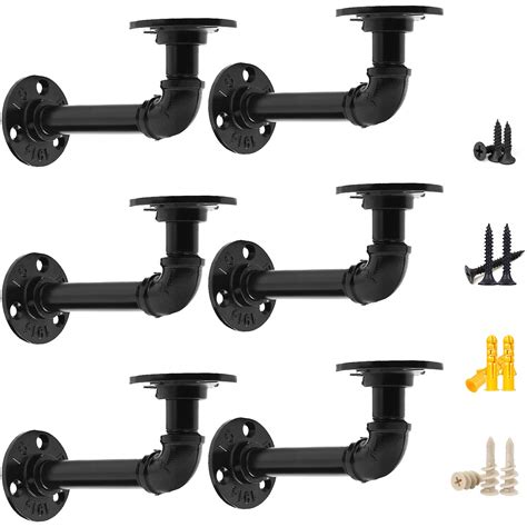 metal pipe brackets for shelves|industrial iron pipe shelving brackets.